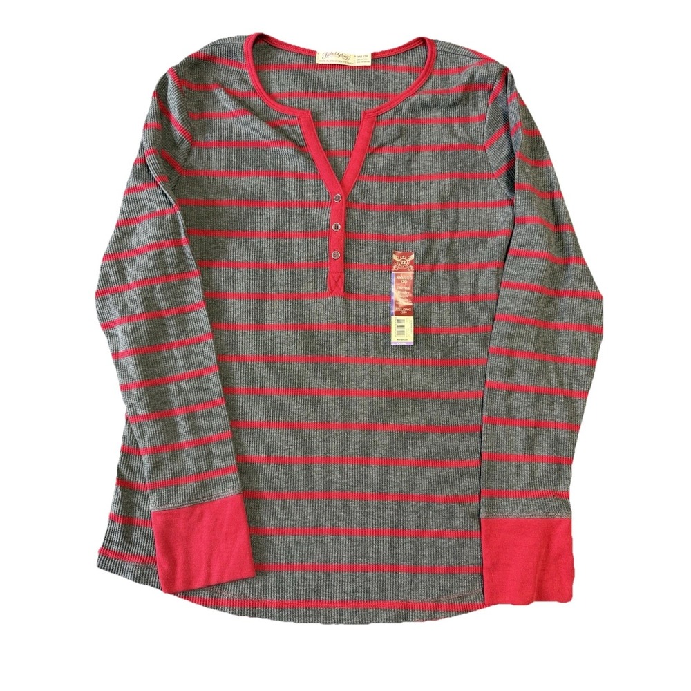Vtg‎ Faded Glory Y2K Striped Thermal Henley Womens Size 2XL Preppy  Coquette